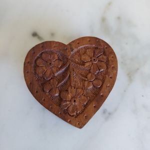 Carved Wooden Heart Box